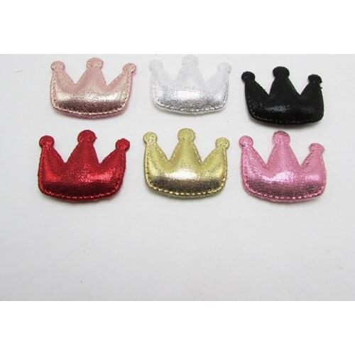 60pcs/lot PU flocking Crown padded applique Crafts for headwear bag shoe garment DIY accessories