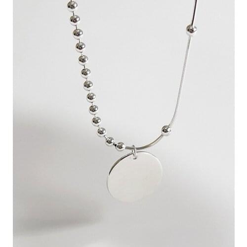 Amaiyllis 925 Sterling Silver Simple Coin Bead Chain Necklace Clavicle Chain Necklace For Female Jewelry Accessories