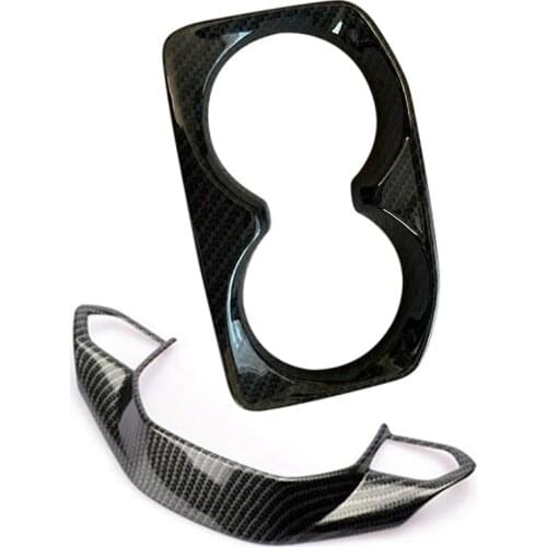 Car Water Cup Holder Frame For Peugeot 5008 3008 GT 2017-2019 ABS & Carbon Fiber Sticker Steering Wheel Cover
