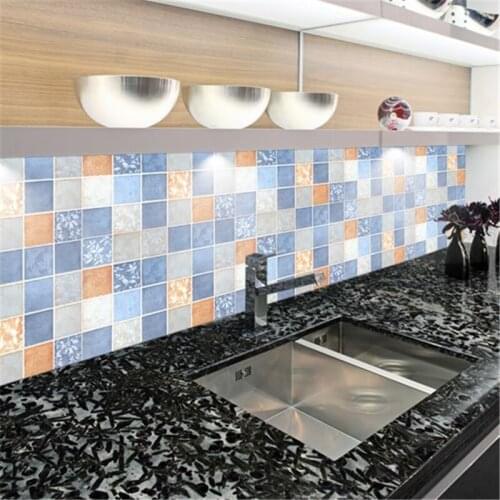 Beibehang 60cmx200cm/rool PVC oil proof mosaic bathroom waterproof self-adhesive stickers kitchen tile wallpaper wallpaper