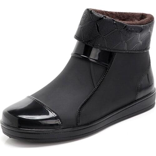 Rain Boots Mens Fashion Short Tube Non-slip Wear-resistant Rubber Shoes Waterproof Overshoes Kitchen Waterproof Work Shoes