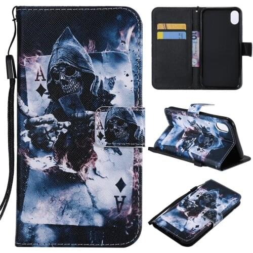 Flip Capa For Cover iPhone 12 Mini SE 2020 11 Pro Max 7 8 6 6S Plus Cat Skull Magician Leather Wallet Case Card Slots Coque O06F