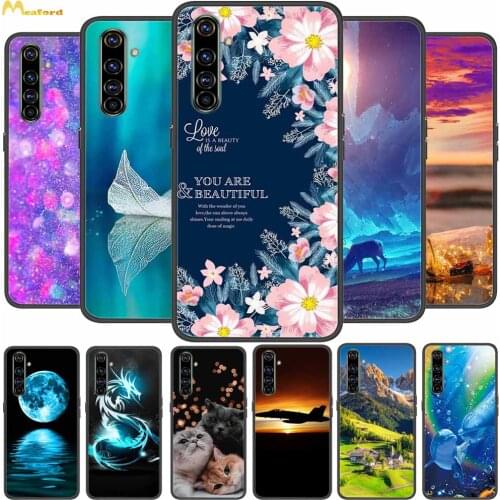 Realme6Pro Case Soft Silicone Phone Cover For OPPO Realme 6 Pro Case Black TPU Bumper For Realme 6i 6S Realme6 Coque Flowers Dog