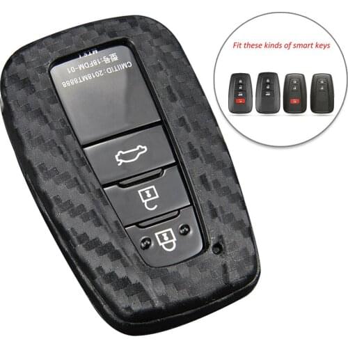 Smart Key Case Black Car Carbon Fiber Case For Toyota Camry/C-HR/RAV4/Avalon Brand New