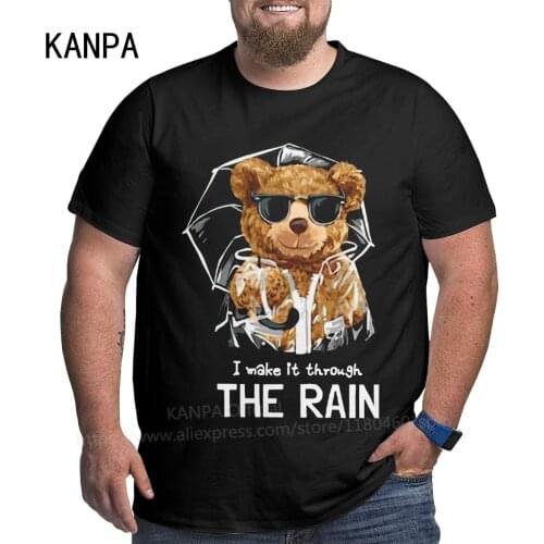 Raining Bear Fashion Oversized T Shirt for Big Tall Man Black T-shirts 6XL Short Sleeve Tops Tee Summer Clothing Work Street