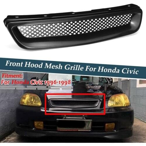 ABS Glossy Black Car Front Bumper Hood Grill Grille Cover Trim for Honda Civic EK CX DX EX HX LX Type R 1996 1997 1998