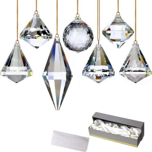 GOLDENHAITAI 7pcs Hanging Crystal Ball Prism Sun Catcher Chandelier Accessories for Window Garden Suncatcher Decoration