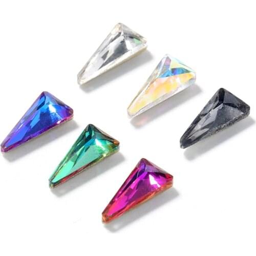 HNUIX 10pcs 3D Triangle Holo Nail Art Decorations Sets Glitter Shiny Nail Stone DIY Manicure Crystal Nail Rhinestone Accessory