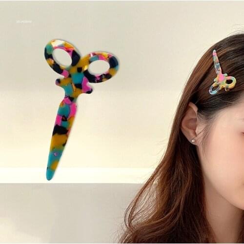 Korean Hair Clips for Women Hair Barrettes Personality Scissors Shape Acetate Hairclip Girl Hair Accessories 2021 New Hair Clips