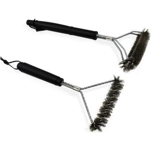 Kitchen Accessories BBQ Grill Barbecue Kit Cleaning Brush Stainless Steel Cooking Tools Wire Bristles Triangle Cleaning Brushes