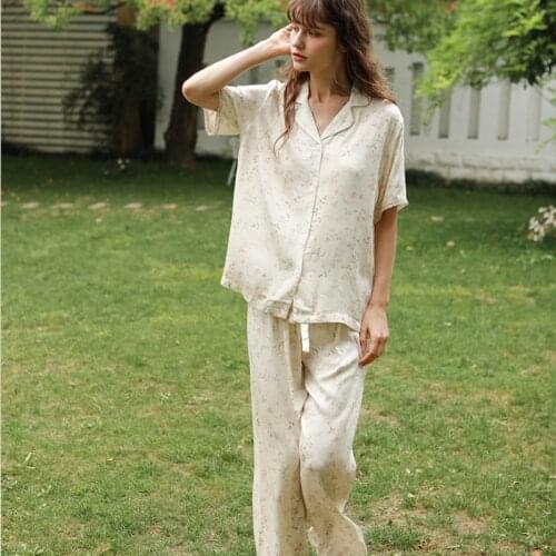 Summer Thin and Fresh Willow Leaf Short-sleeved Trousers Pajamas, New Styles Can Be Worn At Home Pijama Mujer Sensual