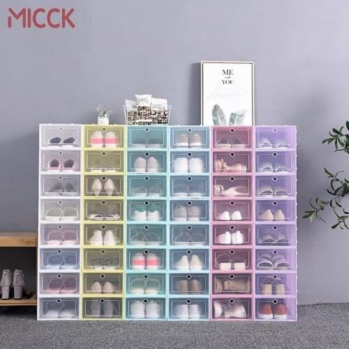 MICCK Thickened Flip Shoes Transparent Drawer Case Plastic Shoe Boxes Stackable Box Storage Box Shoe Storage Organizer