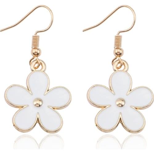 Cute Sweet Enamel Colorful Little Flower Earrings For Women Girls Kawaii Gold Metal Daisy Plant Earrings Earings Jewelry