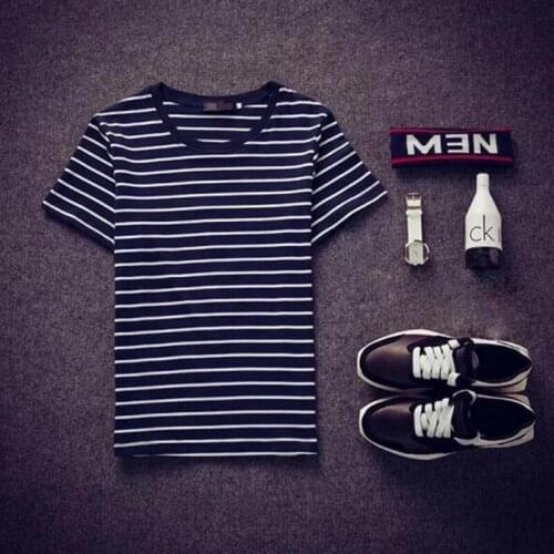 2018 Mens Stripe Streetshirt T Shirt Short Sleeve O-neck T-Shirt Slim Fit Streetwear Shirt Tops Tshirt Men Top Tee WGTX80