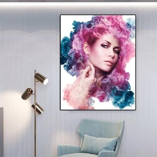 Wall Art Colorful Flowers Woman Canvas Painting Figuer Posters and Prints Living Room Frameless