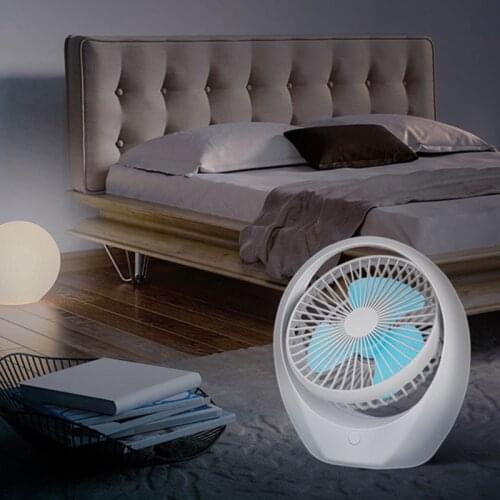 Desk Fan Small Table Fan with Strong Airflow Rechargeable Battery Operated Portable Fan 3 Speeds 3-leaf Adjustable Head Fan