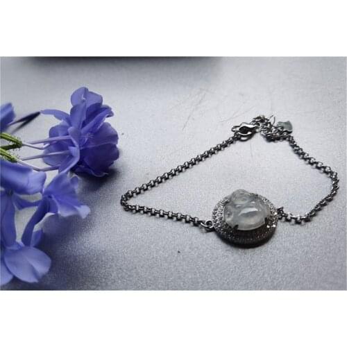 Natural Jade Maitreya Bracelet Jadeite Emerald Necklace Carved Charm Jewellery Fashion Amulet for Men Women Lucky Gifts