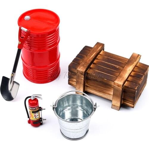 NEW Simulated Decoration Wooden Box Oil Drum Tool Fire extinguisher for TRX4 Defender SCX10 90046 90047 MST Jimny VS4 RC Car