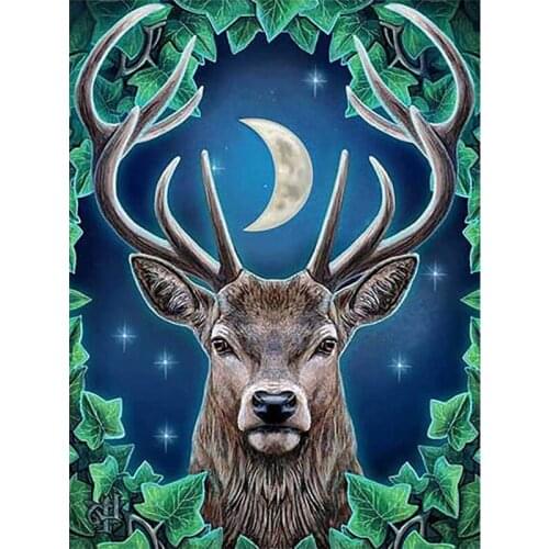 New Listing Deer 5D DIY Full Round Diamond Painting Moon Cross Stitch 3D Embroidery Rhinestone Mosaic Home Decor Art Y1708