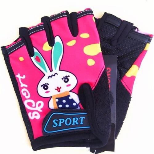 5-8T Kids Gloves Cartoon New Sport Half Fingers Bicycle Riding Anti-Slip, Breathable Children Gloves Gifts For Boy and Girls