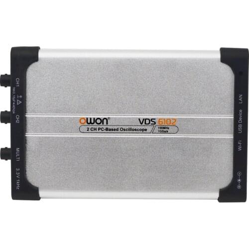OWON VDS6102 Digital Virtual Oscilloscopes 100MHz 2CH 1Gsa/s 8bits/14bits ADC Type-C USB 5-15V Power Supply PC Oscilloscope
