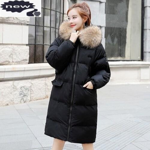 New Winter Womens Thick Warm Overcoat Casual Pocket Zipper Hooded Outerwear Female Loose Fit Long Down Jacket Plus Size 2XL