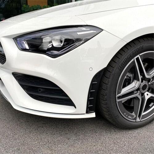Pair Front Bumper Side Air Vent Splitter Spoiler Canard Gloss Black Carbon Look For Mercedes CLA Class C118 CLA180 CLA200 2020