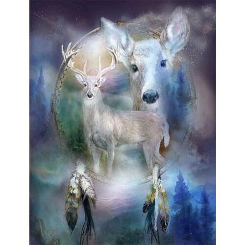 Sale Diamond Embroidery square 5D DIY Diamond Painting Animal Deer Feathers Pictures Of Rhinestones Cross-Stitch Kits Gift TY406