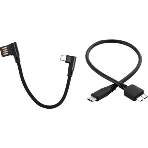 RISE-15Cm Micro-USB 5Pin Right Angle To Left & Phone V8 & Hard Drive Cable,USB 3.1 Type-C Male To USB 3.0 Micro-B