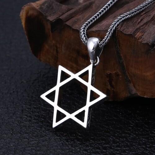 S925 Sterling Silver Trend Jewelry Popular Thai Silver six-pointed Star Men Women Pendant Necklace Pendant