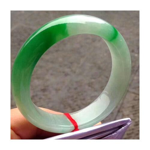 The best gift-giving natural Burmese jade A grade 54mm-62mm two-color bracelet elegant princess bracelet