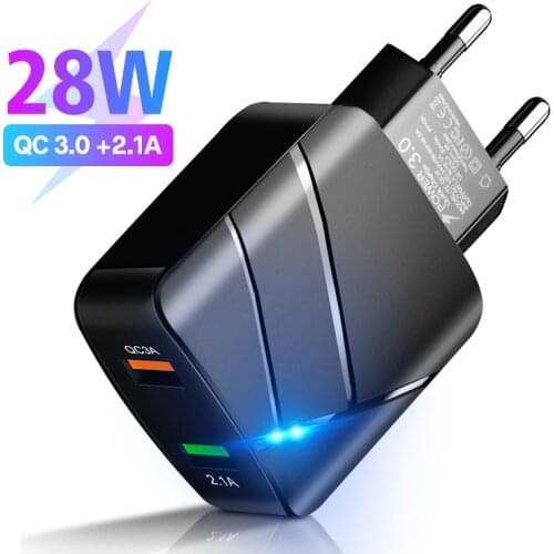 FONKEN Dual USB Charger EU Wall Charger Adapter Laptop Tablet QC 3.0 Fast Charging Charger For Xiaomi Samsung Phone Charger