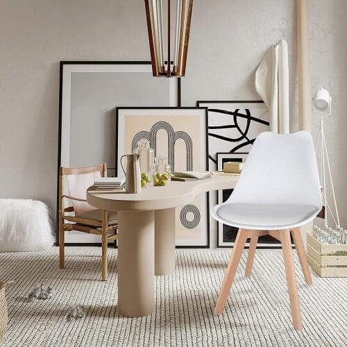 1 PCS Mid Century Modern Dining Chairs,Shell Lounge Plastic Chair with Soft Padded and Wooden Legs for Dining Room Living Room