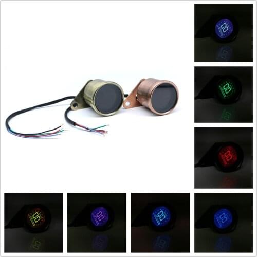 12V Backlight LCD Digital Motorcycle Speedometer Tachometer Odometer Oil Level Gauge Motorcycle Accessories Instruments 7 Color