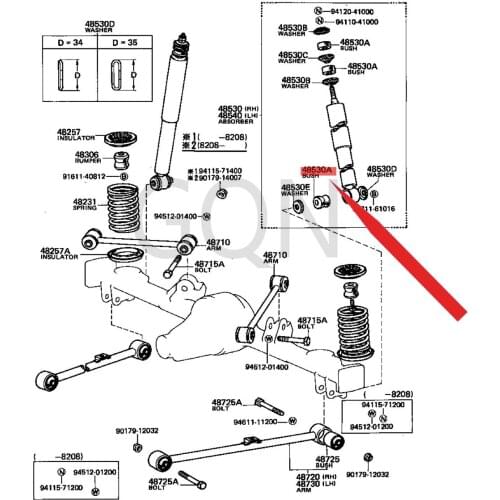 Bushing (for rear shock absorber) 1978-Toy ota STA RLE TCO ROL LAJ PPC ORO LLA WAG ON front stabilizer bar cushion