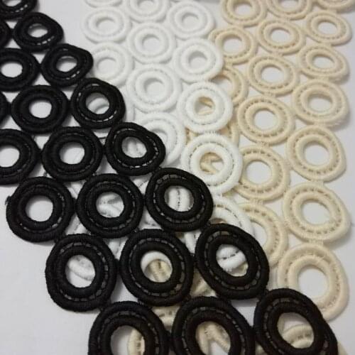 Embroidered lace Apparel Sewing Fabric 6.5cm wide DIY Circle Trim Milk silk Embroidered Fabric lace Accessories Craft 10 yards