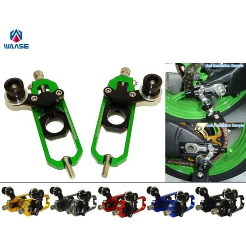 Waase Chain Adjusters Tensioners with Swingarm Spool For Kawasaki Ninja ZX6R ZX-6R ZX 6R 2005 2006 2007 2008 2009 2010 2011 2012