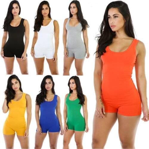 Women Clothing 2021 Summer Womens Jumpsuit Solid Color Sexy Bodysuit Off Shoulder Body Top Sleeveless Casual Sportswear Catsuit