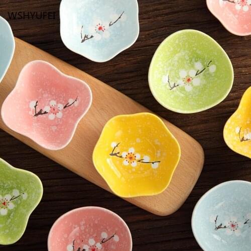 1 piece of Japanese Creative Ceramic Soy Sauce Vinegar Sushi Seasoning Plate Cute Snack Fruit Plate Kitchen Tableware