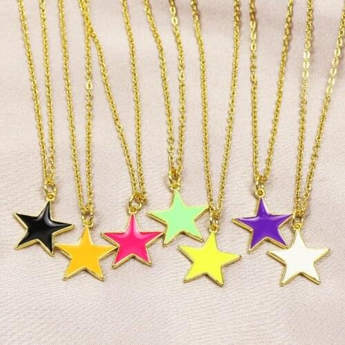 10 Pcs Enamel star Pendant Necklace Mix color star Jewelry Pendant Necklace Jewelry Accessories Jewelry Necklace Gift 51826