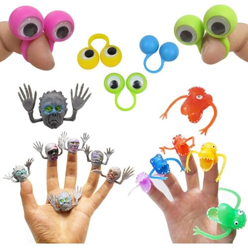 10PCS Monster Ghost Head/Dinosaur/Bright Eyes Finger Puppet Toys Creative Fun Storytelling Party Game Finger Toys For Children
