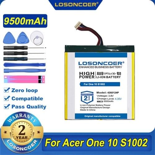 100% Original LOSONCOER 9500mAh 4260124P Tablet Battery For Acer One 10 S1002 4260124P Laptop Tablet PC