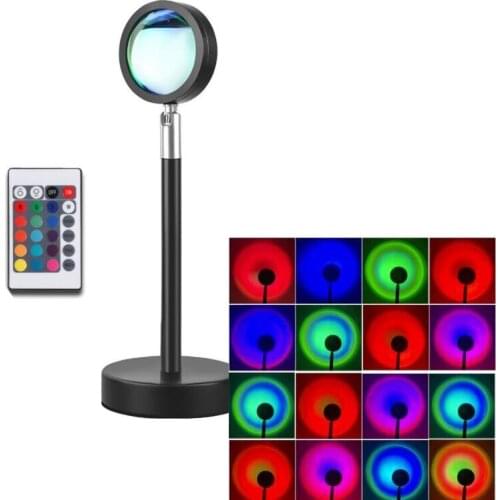 2021 LED Button Rainbow Sunset Projector Atmosphere USB Night Light Home Coffe shop Background Wall Decoration Colorful Lamp
