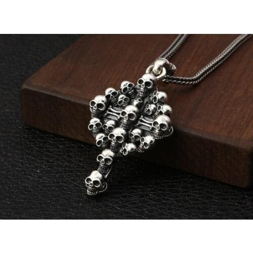 925 sterling Silver punk rock skull pendant charm jewelry for men women gift A4840