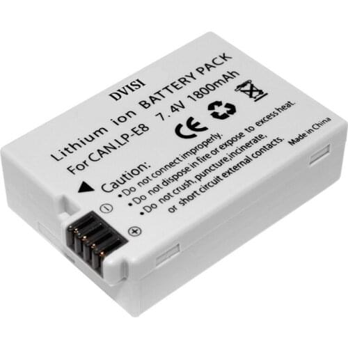 DVISI 7.4V 1800mAh LP-E8 Rechargeable Camera Battery for Canon EOS 550D 600D 700D EOS Rebel T2i T3i T4i T5i Wholease