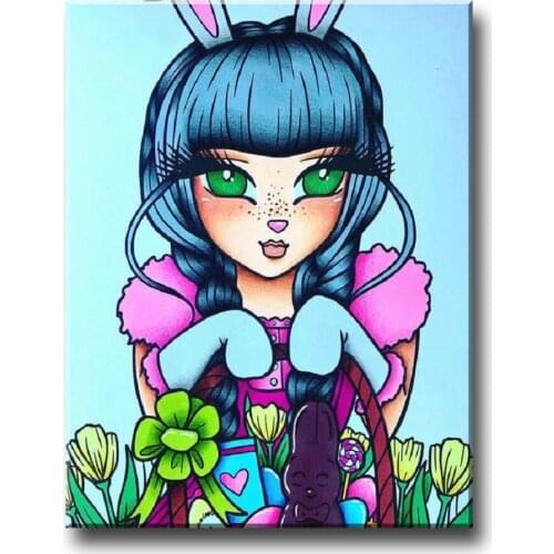 5D DIY Diamond embroidery Cartoon Bunny girl Full Square Round Diamond Painting Cross stitch crystal Wall Painting Girls B121