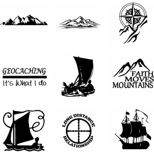 Car stickers Mountains Adventure Compass And Sailboat Stickers Vinyl auto goods Decor Cars Accessories decoration