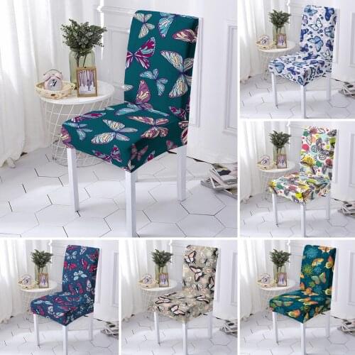 Butterfly Pattern Chair Cover Dining Room High Stretch Chair Slipcover Universal Size Chair Cover Set for Banquet Wedding
