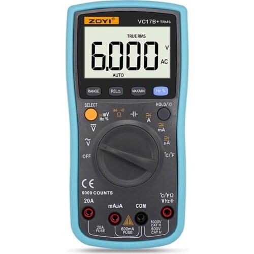 ZOYI VC17B+ 6000 Counts Digital DC Multimeter AC Voltage Current Meter Resistance Diode Capacitance Tester Electricians Table
