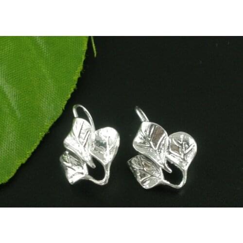 DoreenBeads 5 Pairs SP Leaf Charm Ear Hooks 21x15mm Nickel FREE (B07173)